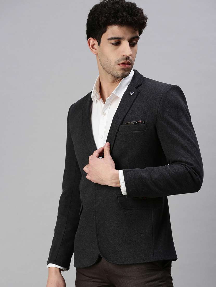 black solid single breasted casual blazer - 18289553 -  Standard Image - 1
