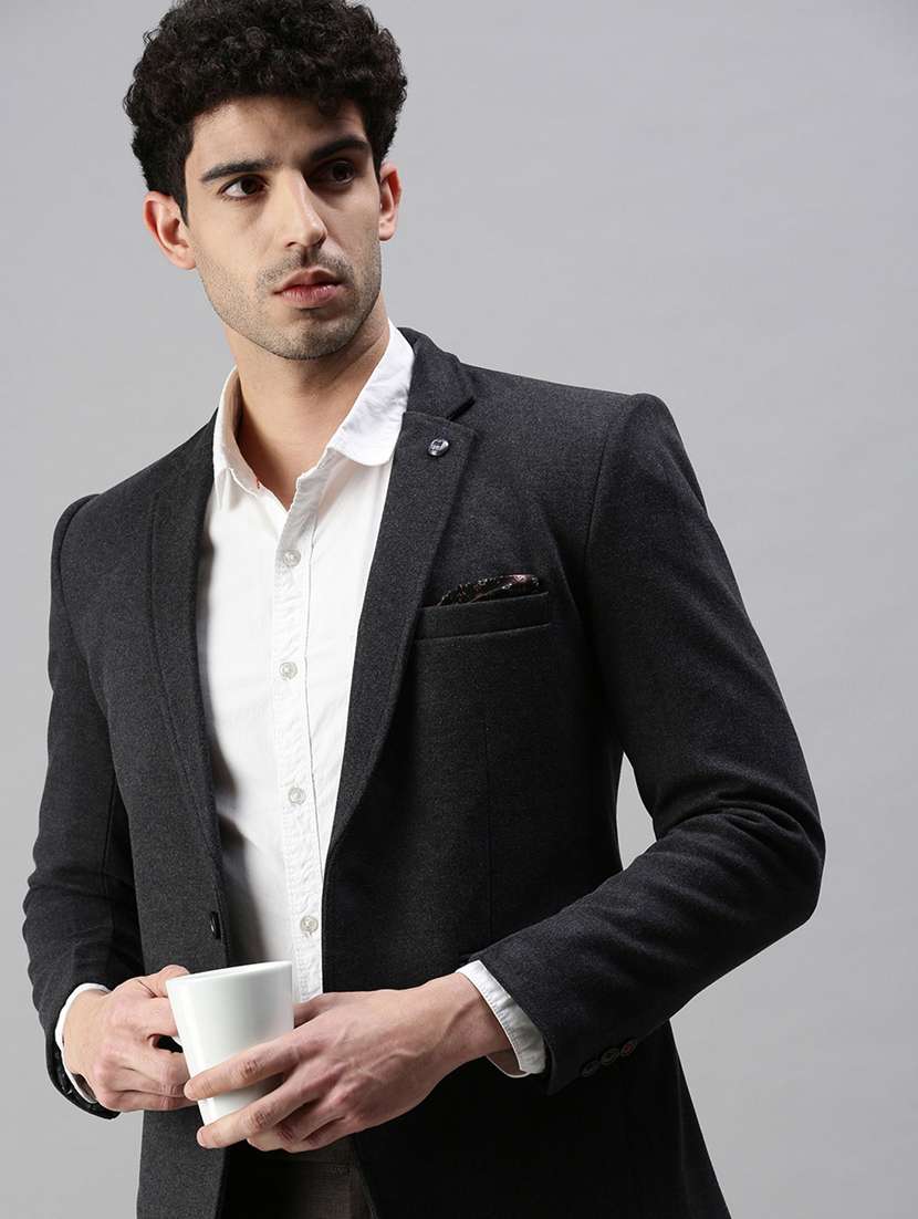 black solid single breasted casual blazer - 18289553 -  Standard Image - 4