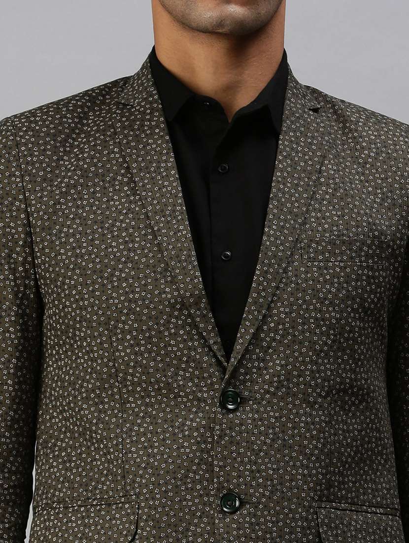 green printed single breasted casual blazer - 18289556 -  Standard Image - 4