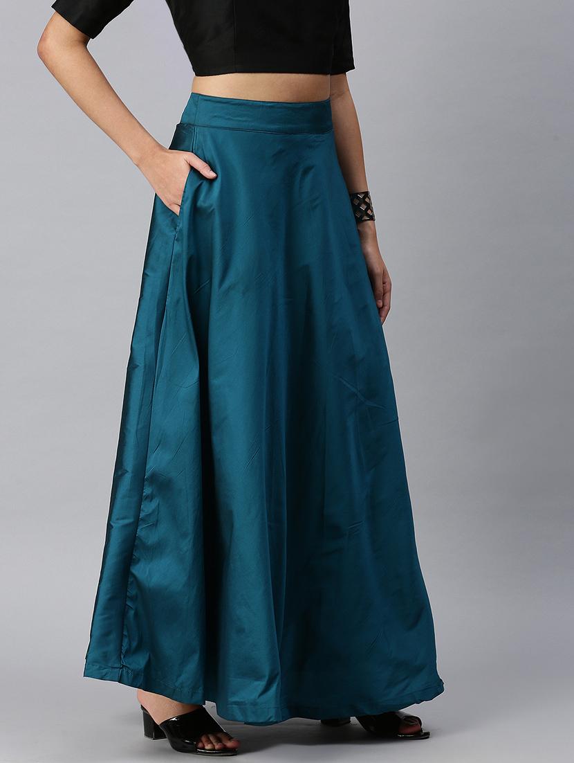 blue solid a-line skirt - 18289814 -  Standard Image - 1