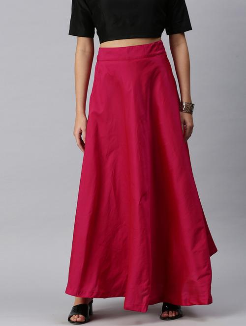 red solid flared skirt - 18289815 - Standard Image - 0