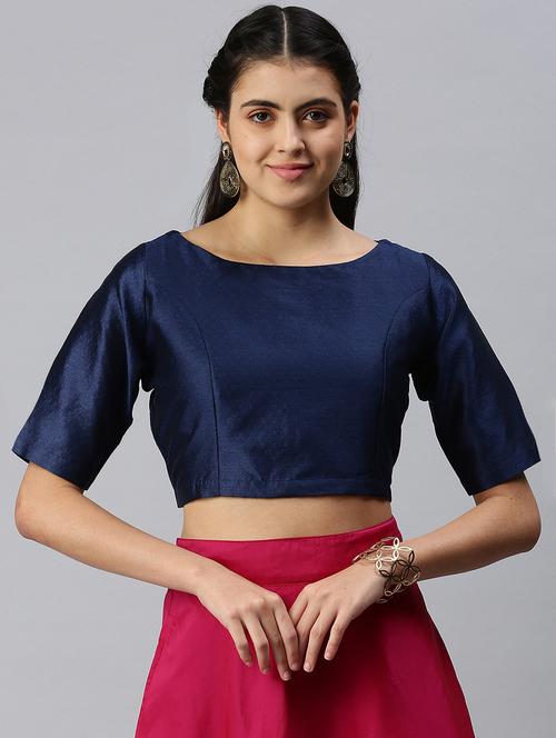 blue self designed blouse - 18290417 - Standard Image - 0