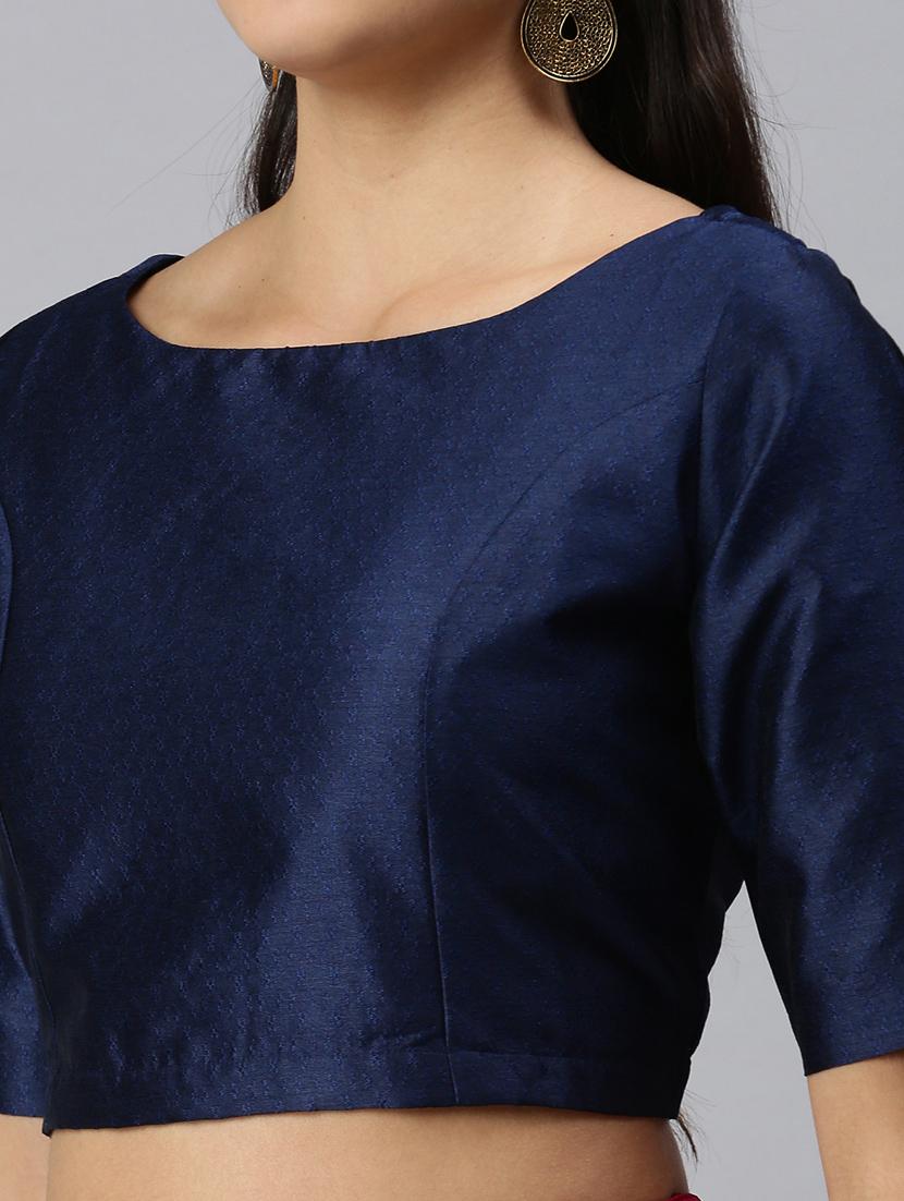 blue self designed blouse - 18290417 - Standard Image - 4