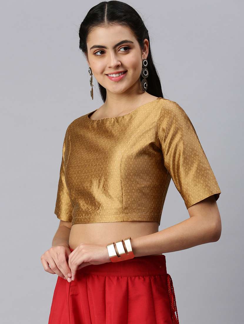 gold self designed blouse - 18290418 -  Standard Image - 1