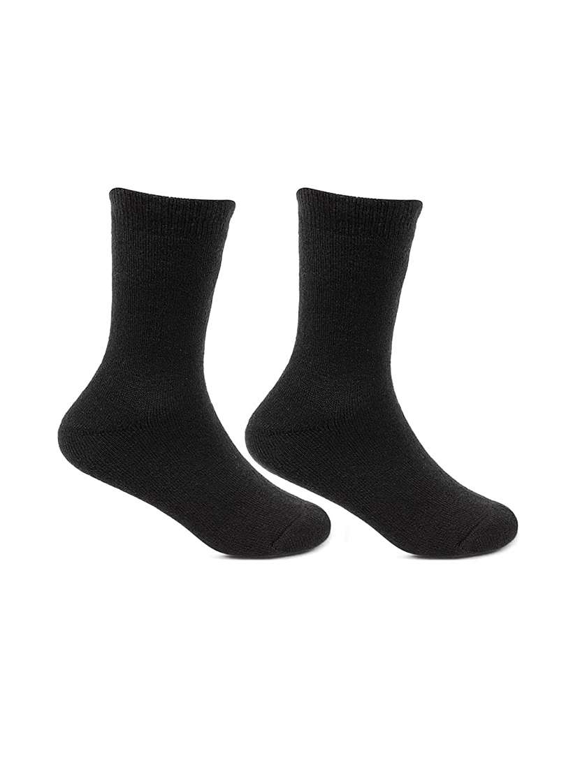 black solid above ankle length socks for kids