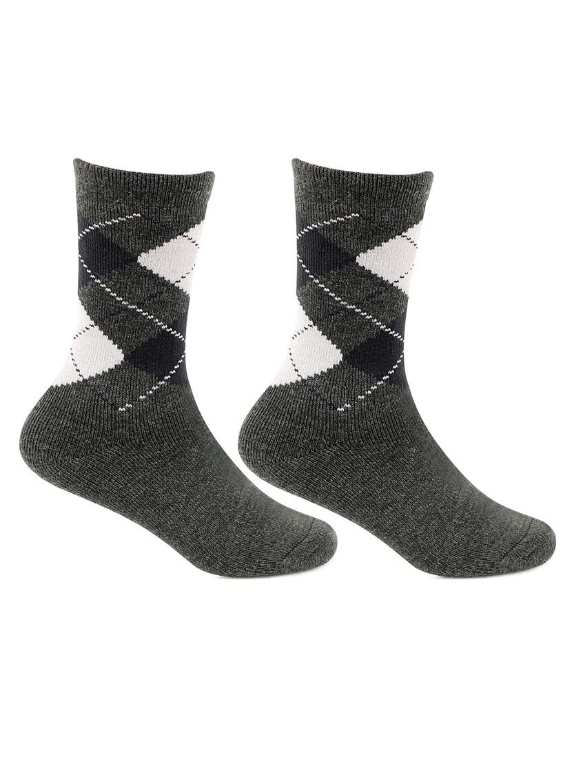 grey printed above ankle length socks 