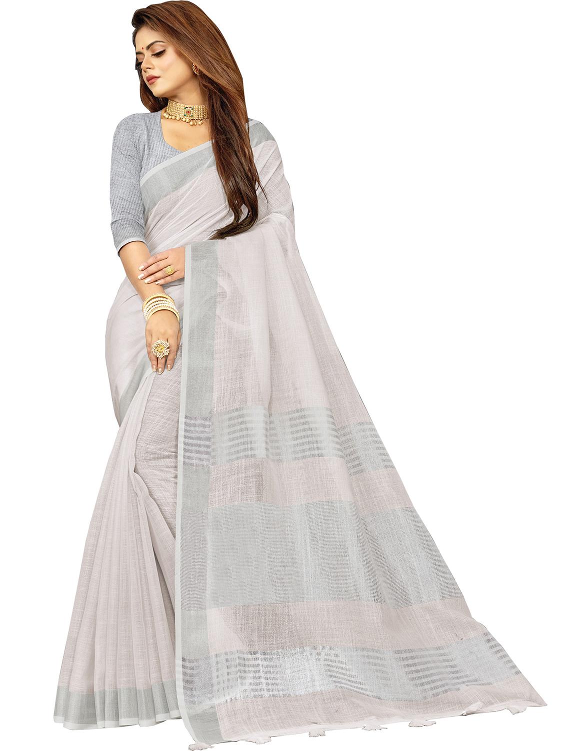 women's self design off white colored saree with blouse - 18290687 -  Zoom Image - 0