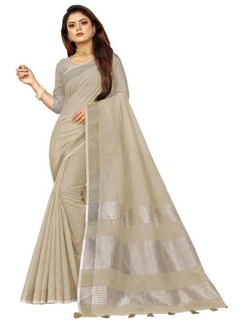 women's self design beige colored saree with blouse - 18290693 -  Standard Image - 0