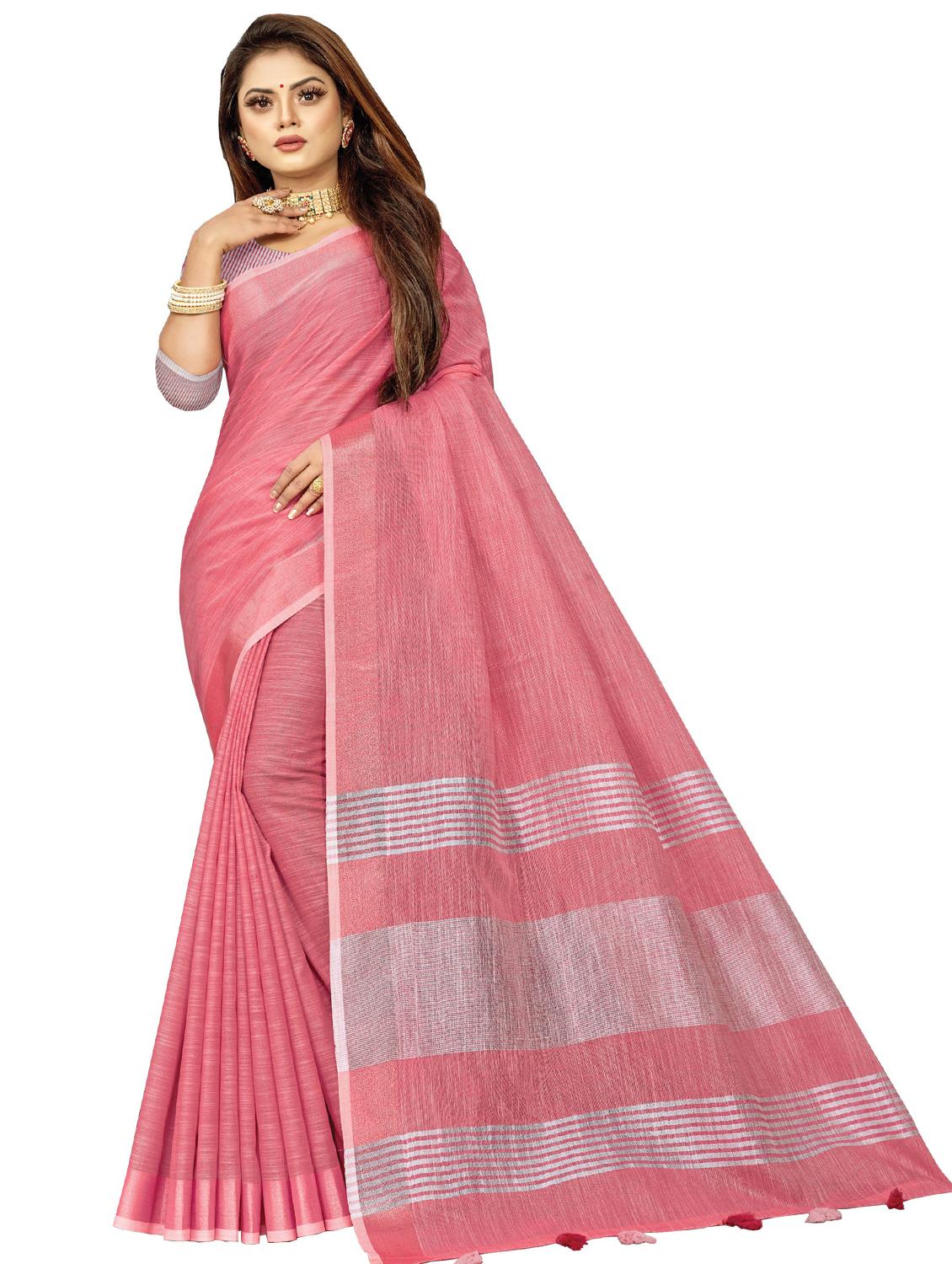 women solid plain saree with blouse - 18290694 -  Zoom Image - 0