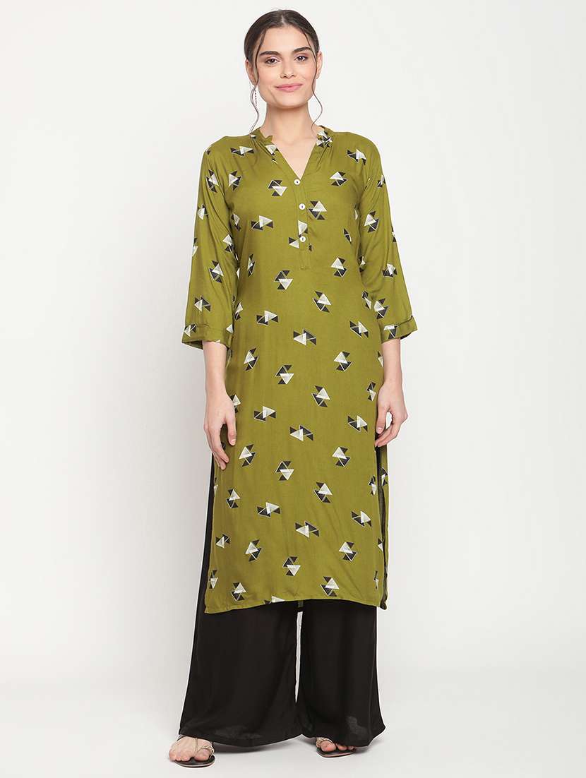 green rayon kurta palazzo  set