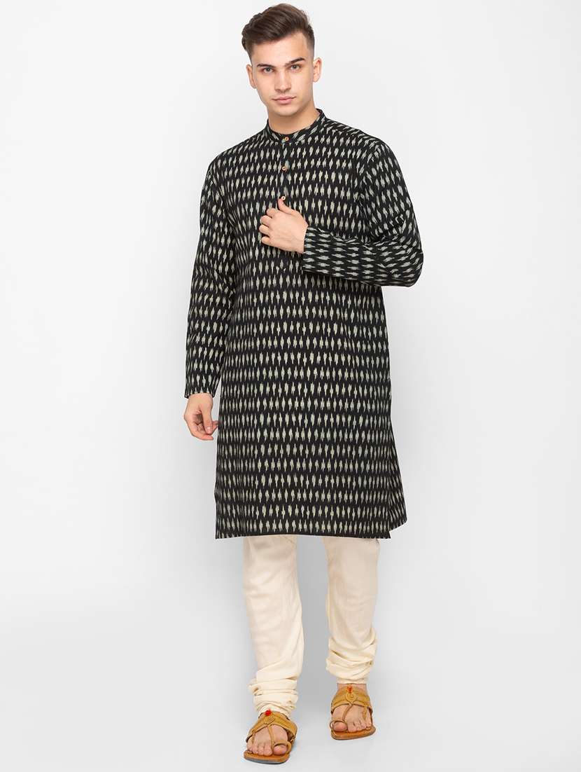 black ikat kurta