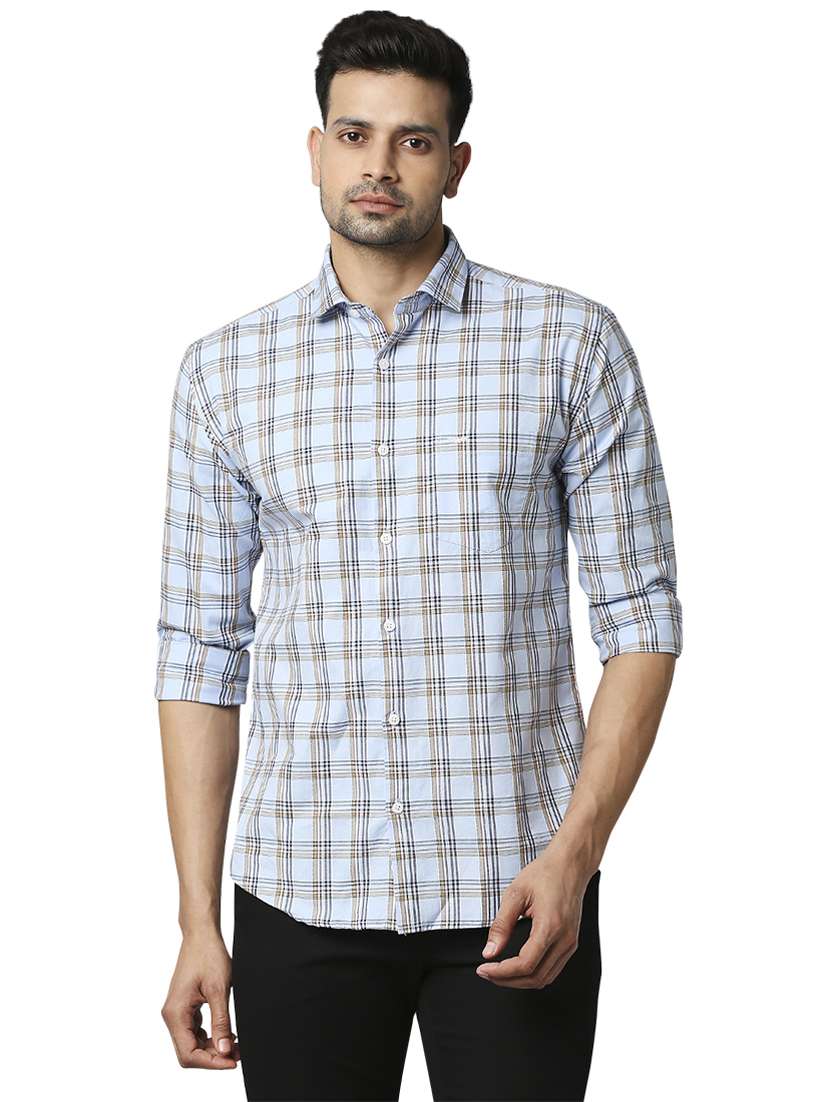 blue checkered casual shirt