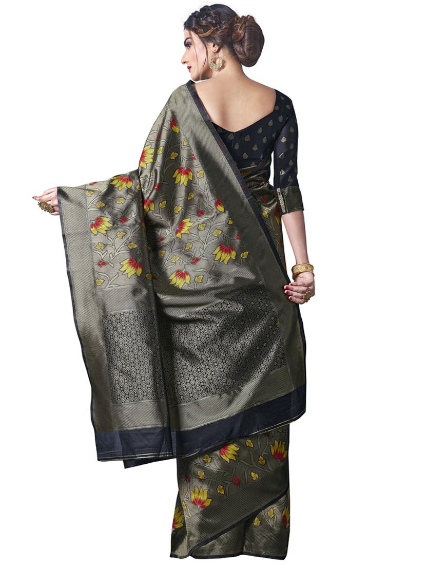 grey paithani saree with blouse - 18293252 - Standard Image - 1