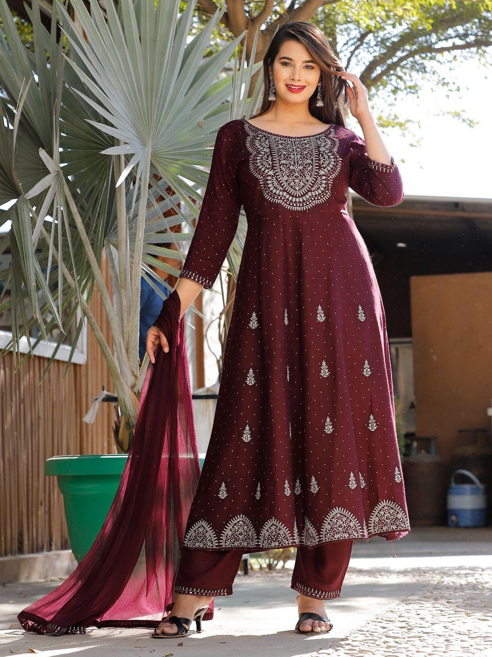 rayon suit dupatta set - 18293612 - Standard Image - 1