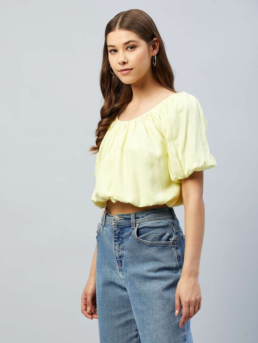 women's crop round neck top - 18293739 -  Standard Image - 1