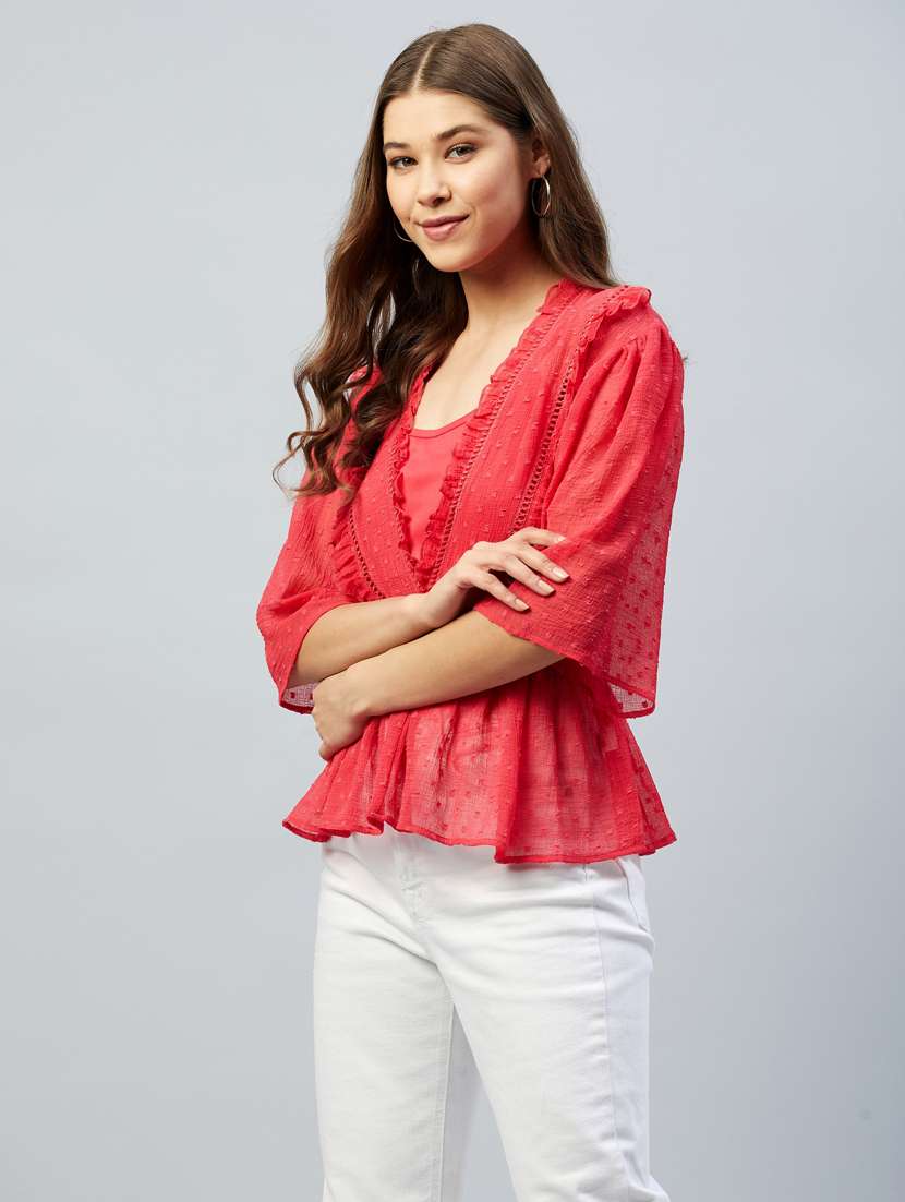 women's peplum v neck top - 18293746 -  Standard Image - 1