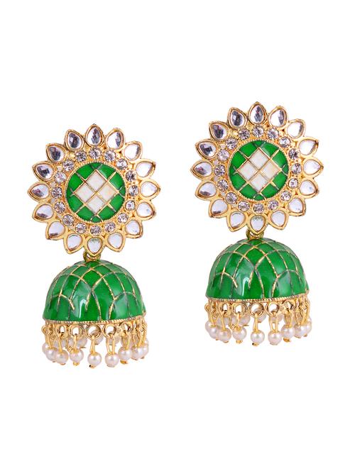 green gold plated jhumka earring - 18293947 -  Standard Image - 0