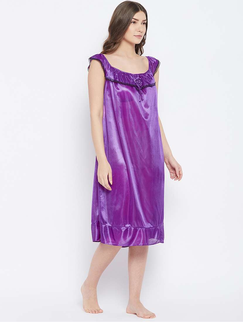 contrast detail solid sleepshirts - 18294240 - Standard Image - 1