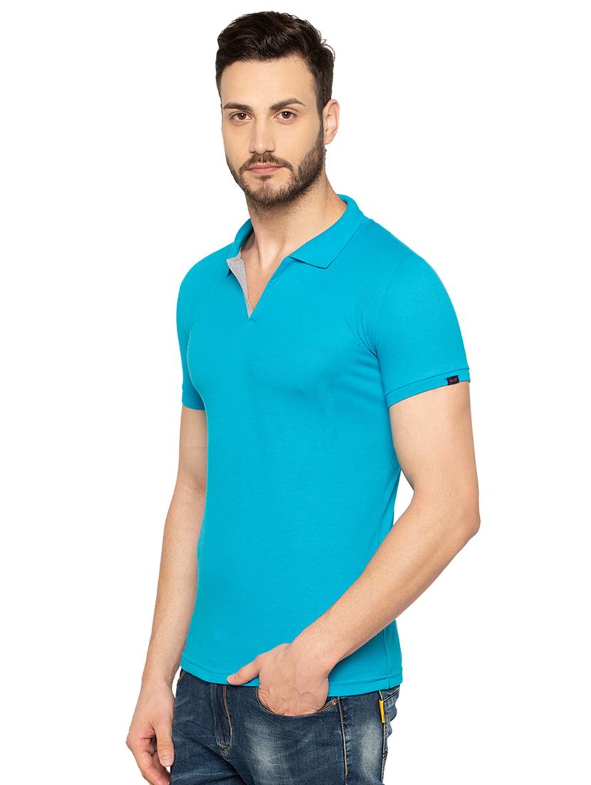 turquoise solid polo t-shirt - 18294282 -  Standard Image - 1