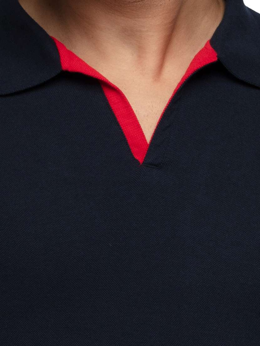 navy blue solid polo t-shirt - 18294287 -  Standard Image - 4