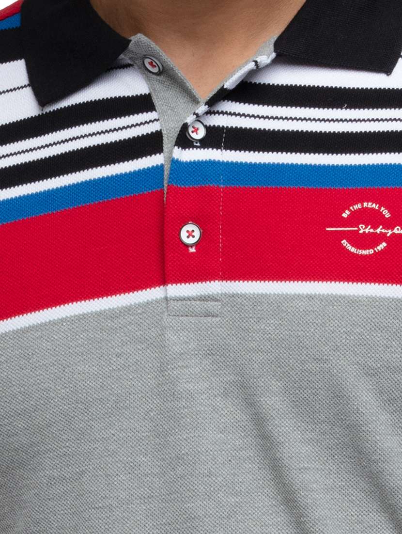 grey striped polo t-shirt - 18294294 - Standard Image - 4