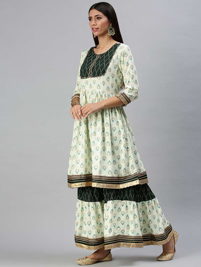 women printed kurta sharara set with dupatta - 18294887 -  Standard Image - 1