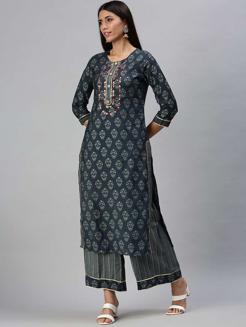 women floral kurta palazzo set with dupatta - 18294908 -  Standard Image - 1