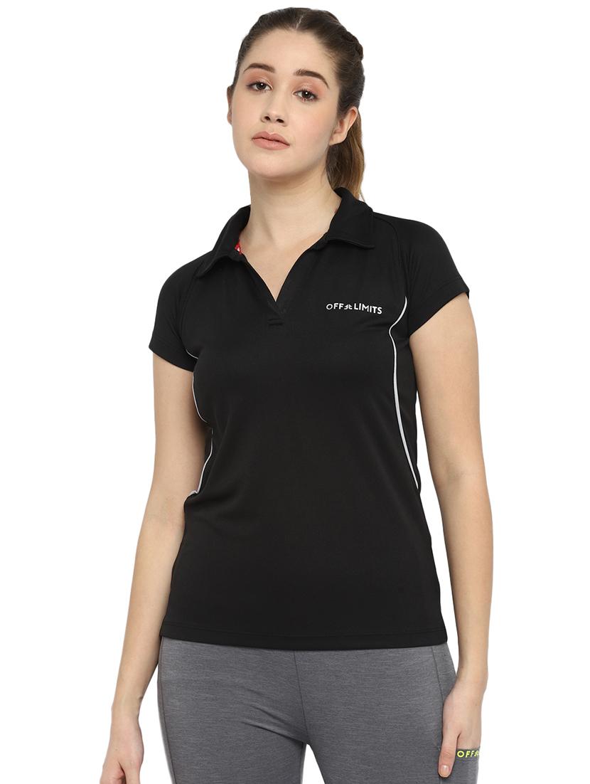 polo neck solid tee - 18295012 - Standard Image - 1