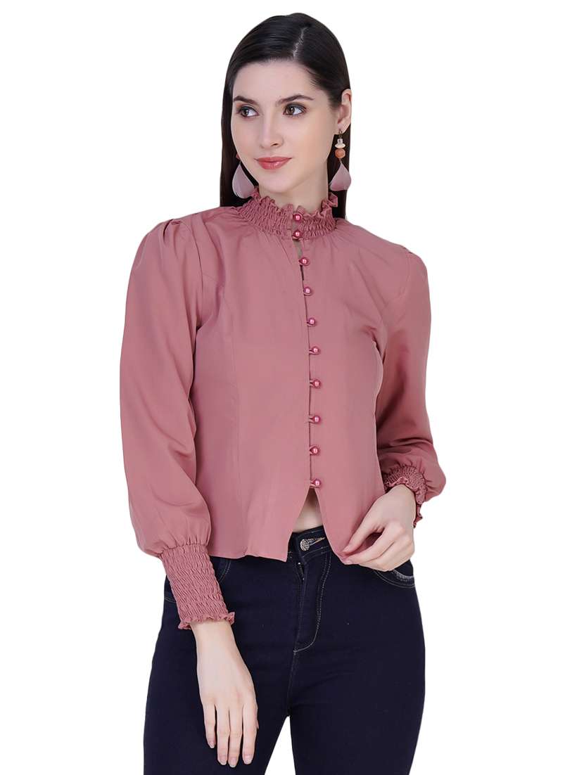 women's straight collared top