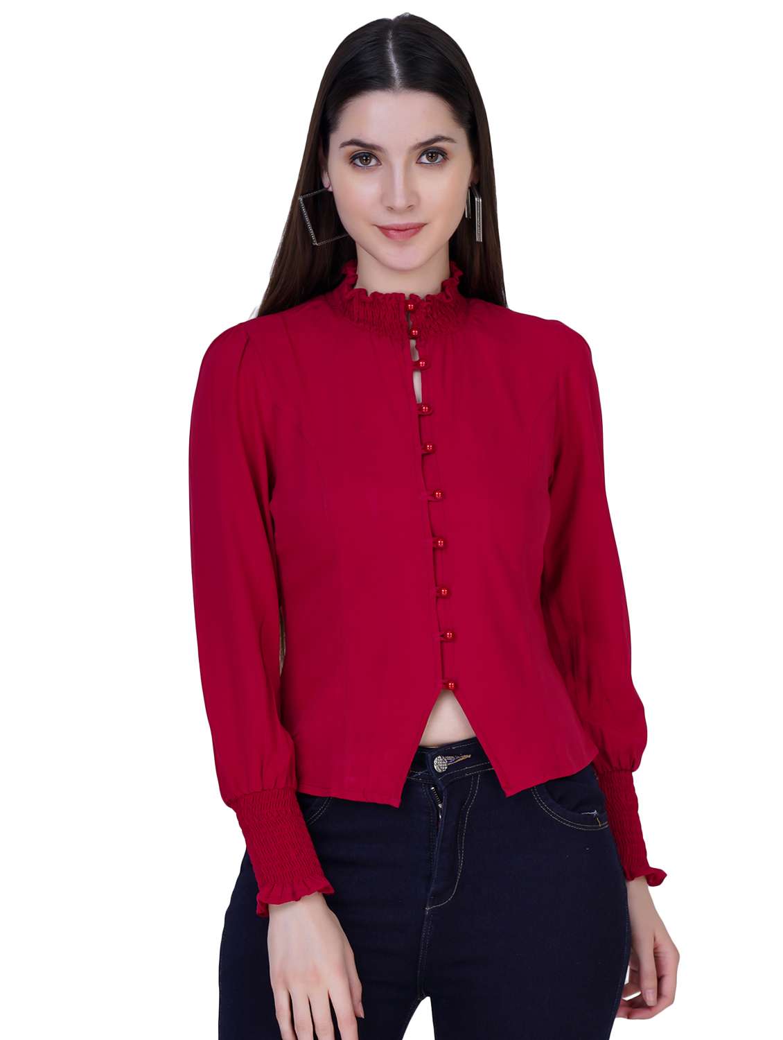 women's straight mock neck top