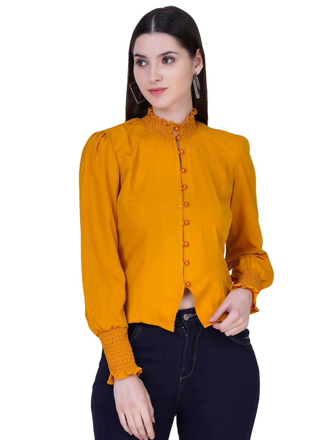 women's straight mock neck top