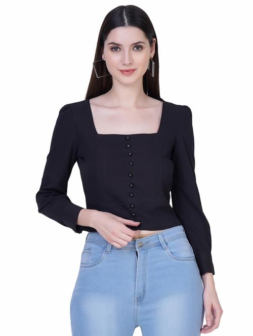women's crop square neck top - 18297776 - Standard Image - 0