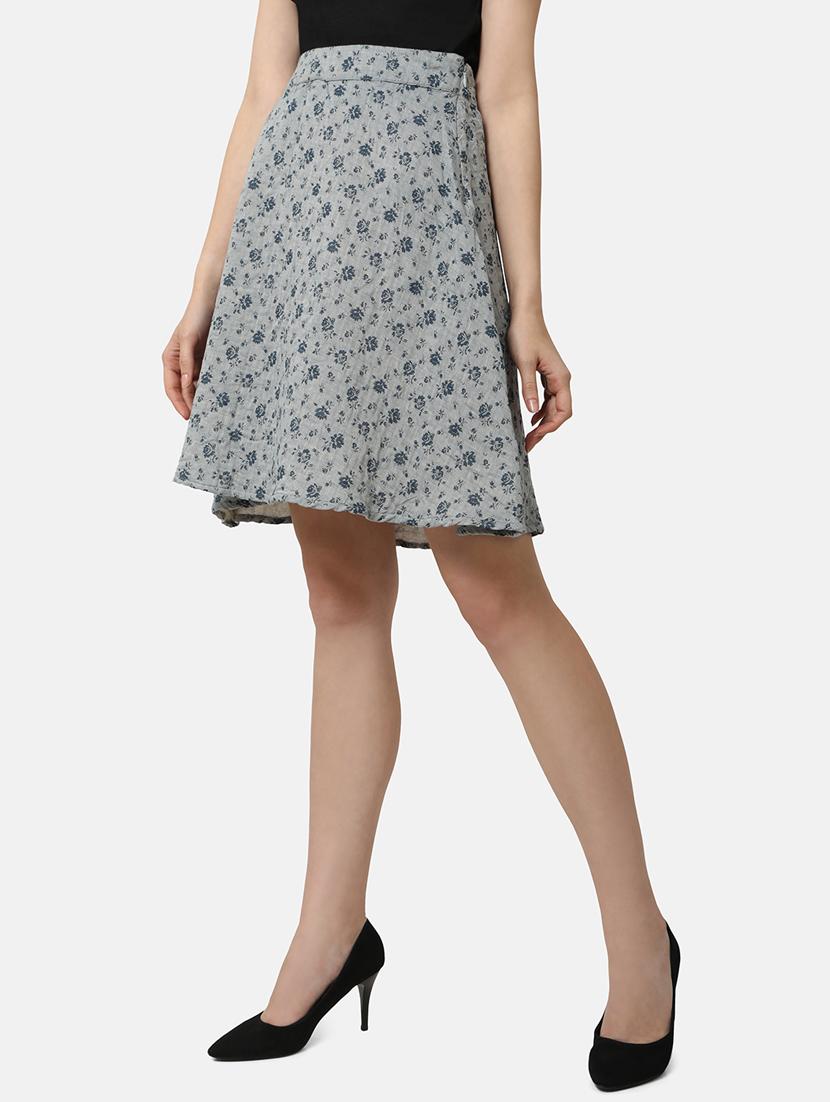 mid rise printed flared skirt - 18297827 - Standard Image - 1