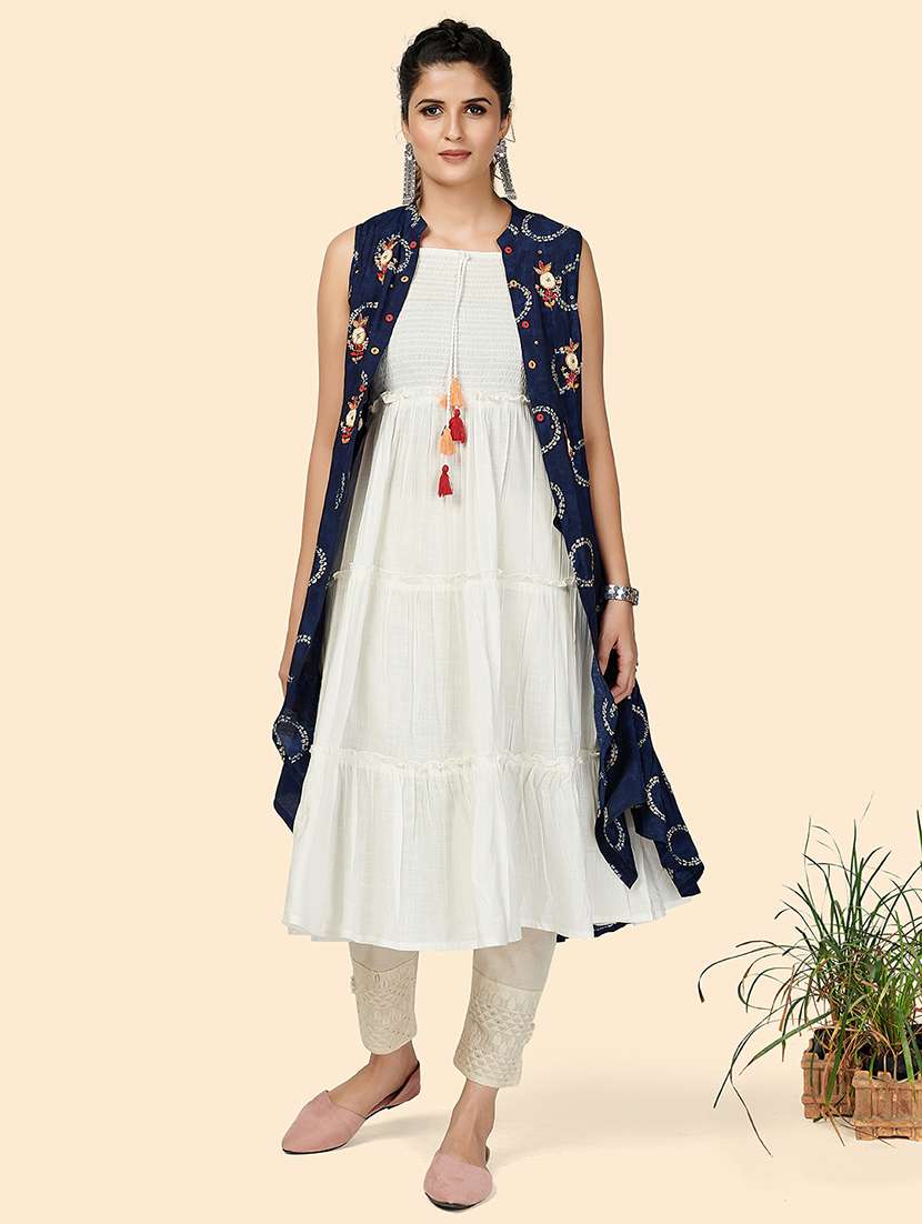 blue cotton anarkali kurta