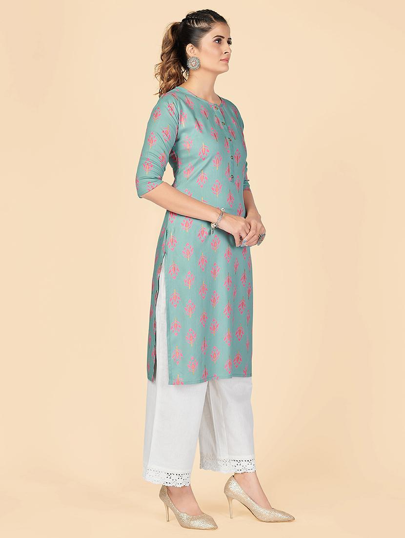 printed straight kurta - 18298339 - Standard Image - 1