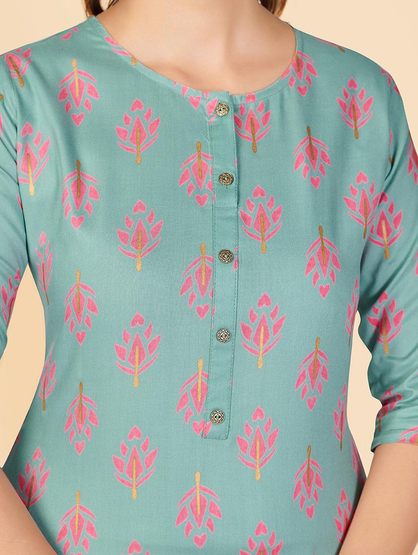 printed straight kurta - 18298339 - Standard Image - 4