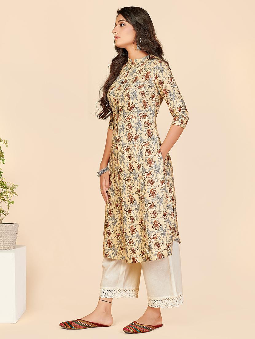 brown printed a-line kurta - 18298356 - Standard Image - 1