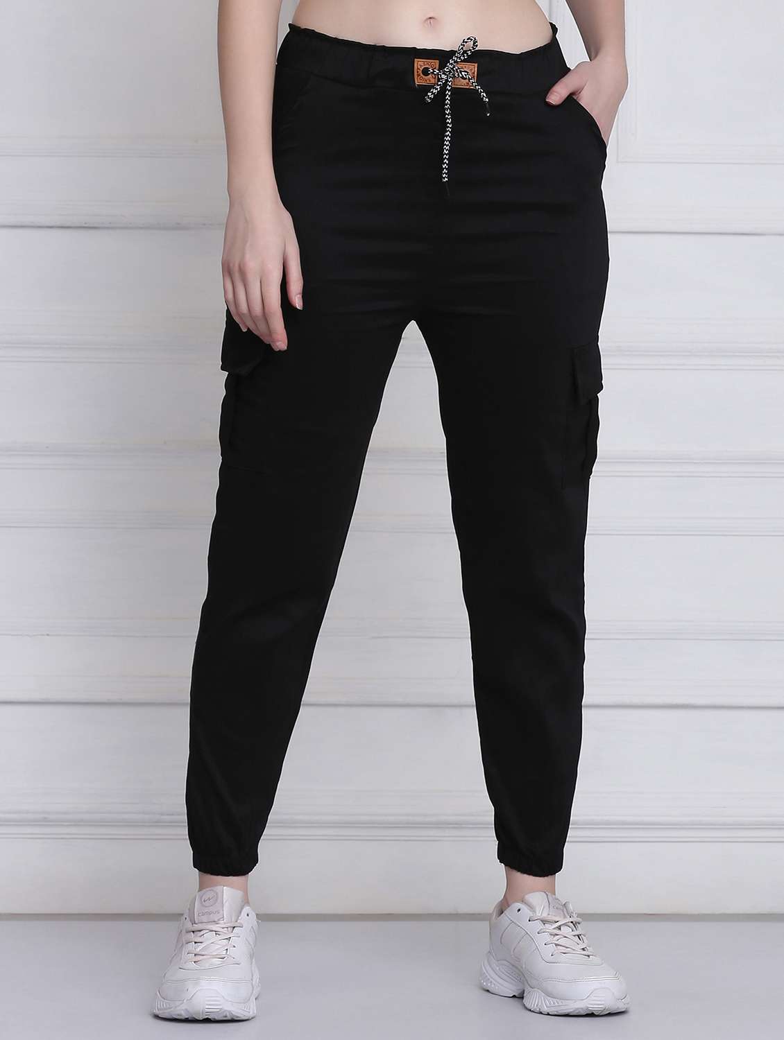 drawstring waist solid jogger
