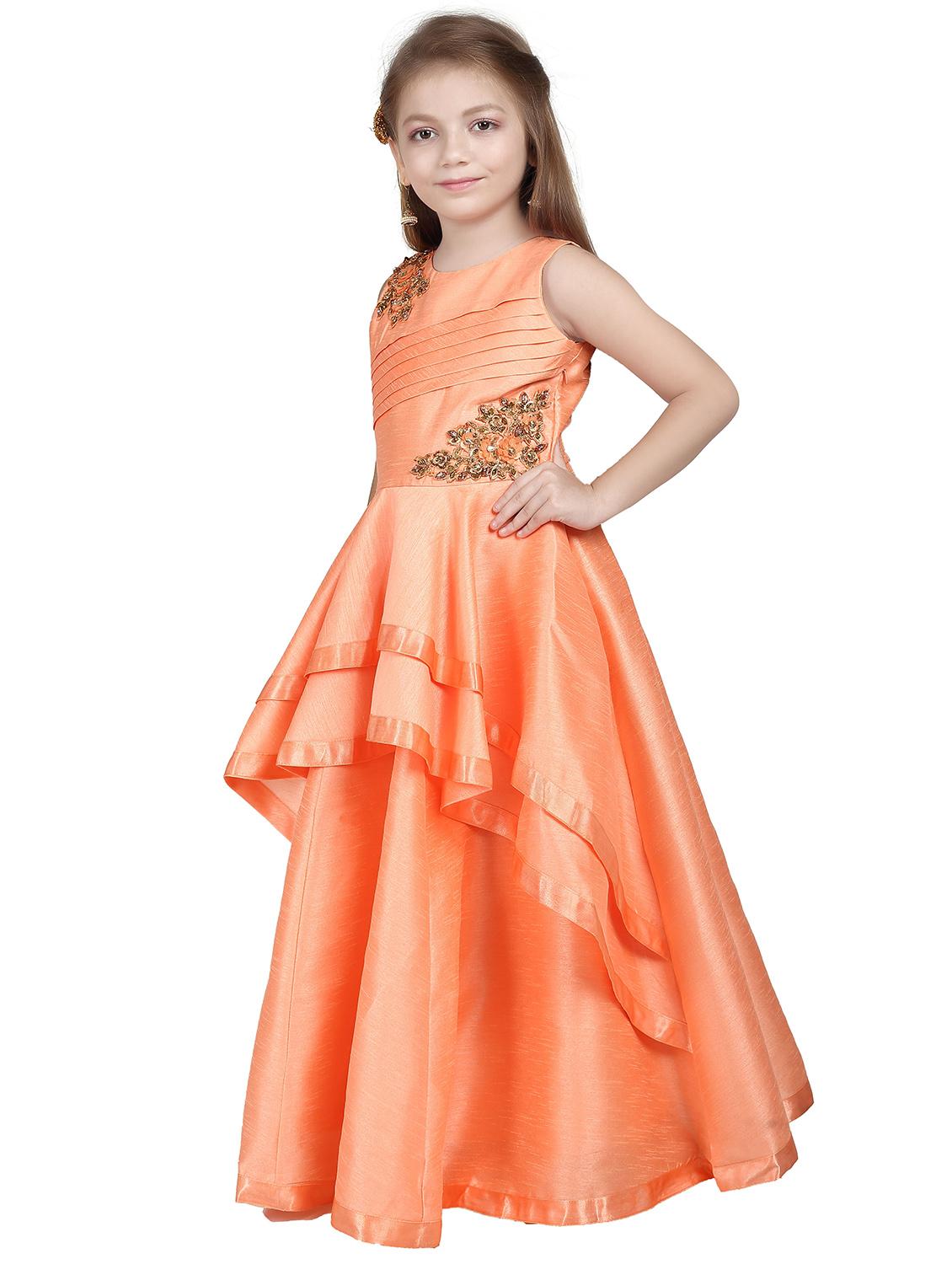 orange silk blend party gown - 18298582 - Standard Image - 1