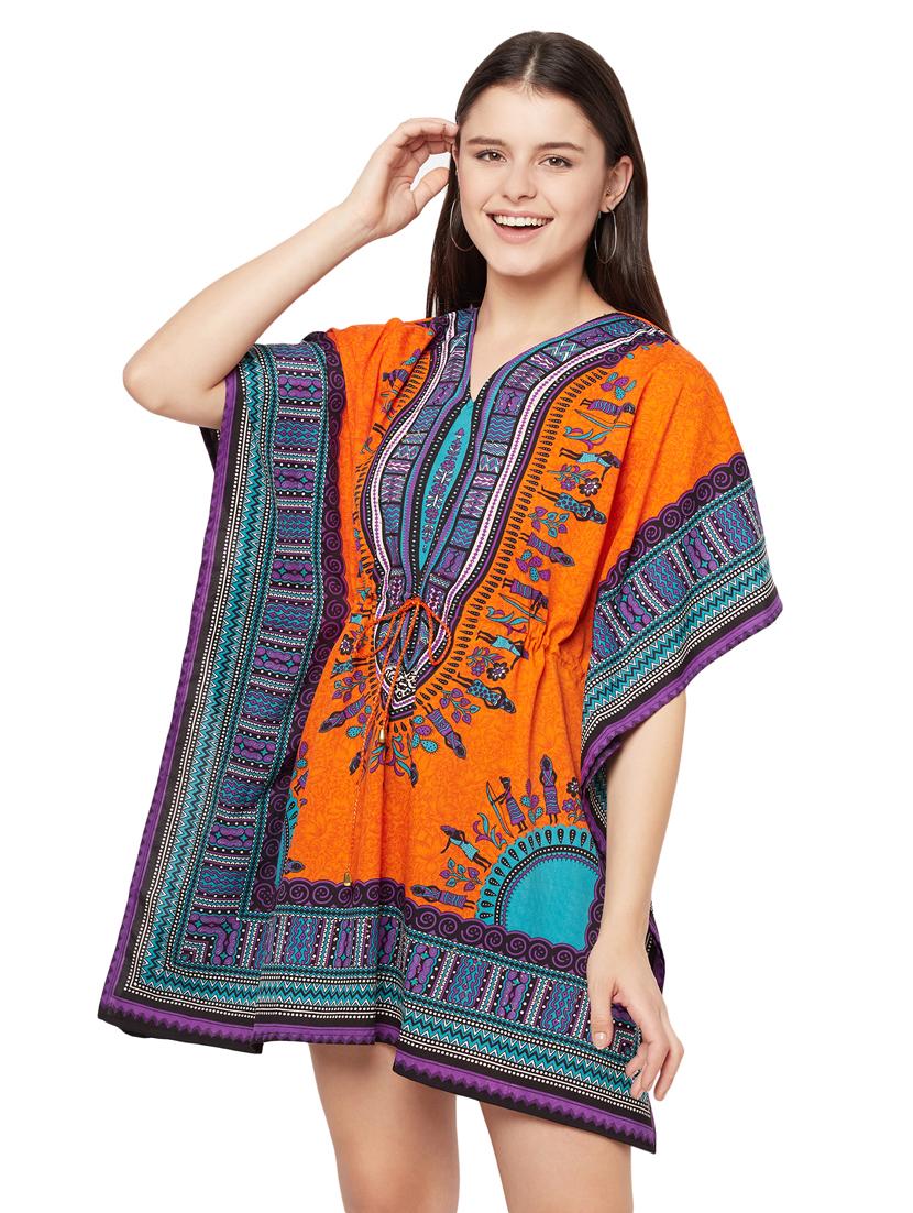 v-neck printed kaftan dress - 18298854 -  Standard Image - 1