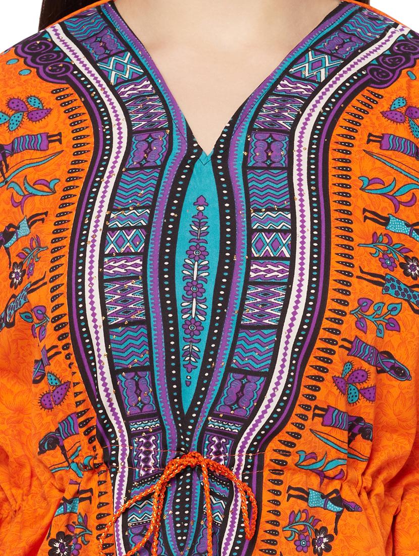 v-neck printed kaftan dress - 18298854 - Standard Image - 4