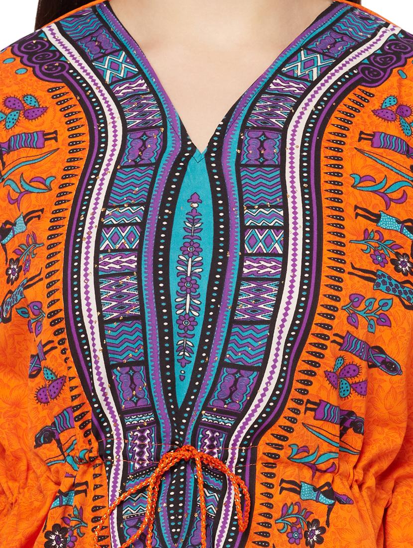 v-neck printed kaftan dress - 18298855 - Standard Image - 4