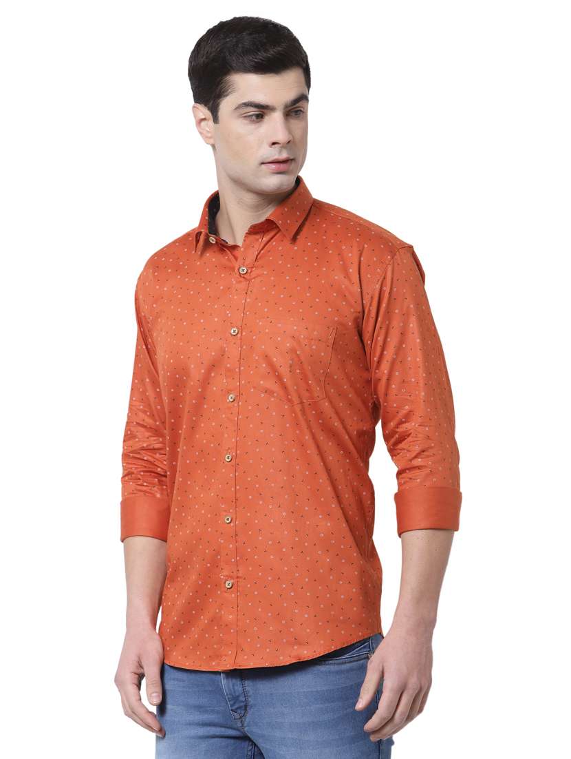 orange printed casual shirt - 18299757 - Standard Image - 1