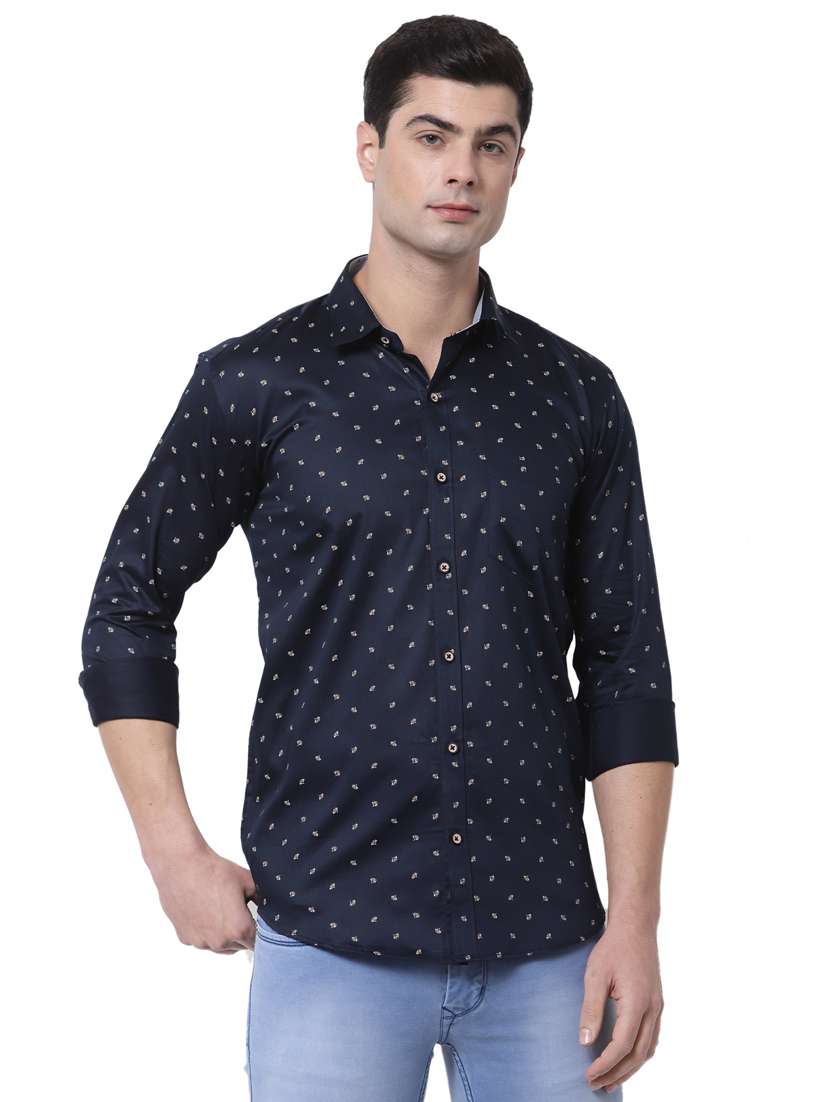 dark-blue printed casual shirt - 18299760 -  Standard Image - 1