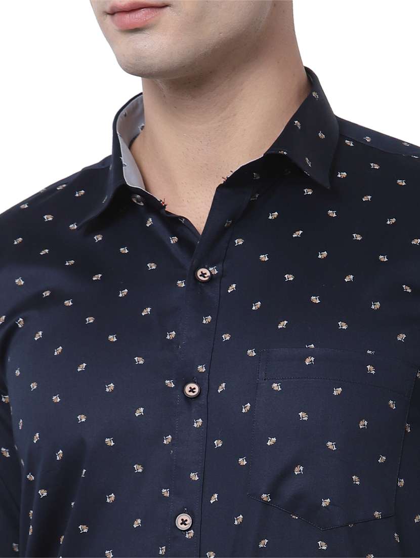 dark-blue printed casual shirt - 18299760 -  Standard Image - 4