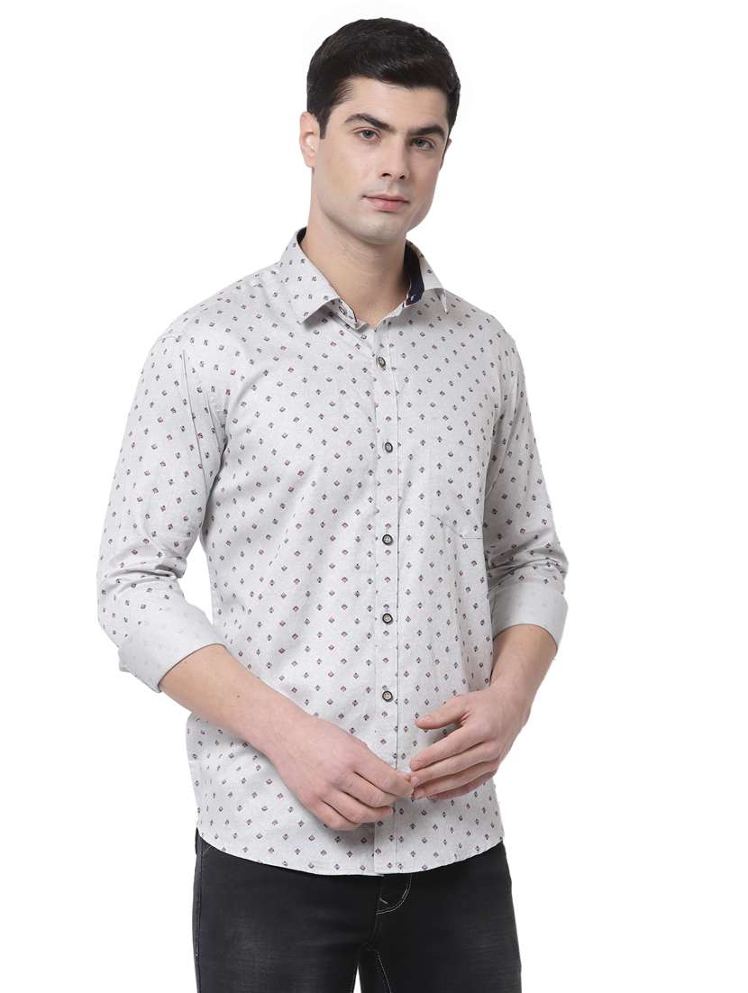 grey printed casual shirt - 18299766 -  Standard Image - 1
