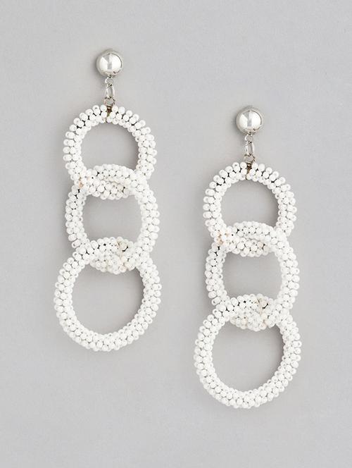 white metal drop earring - 18299784 - Standard Image - 0