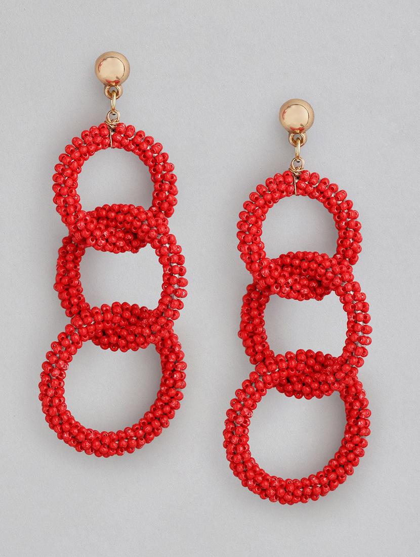 red metal drop earring - 18299785 -  Zoom Image - 0