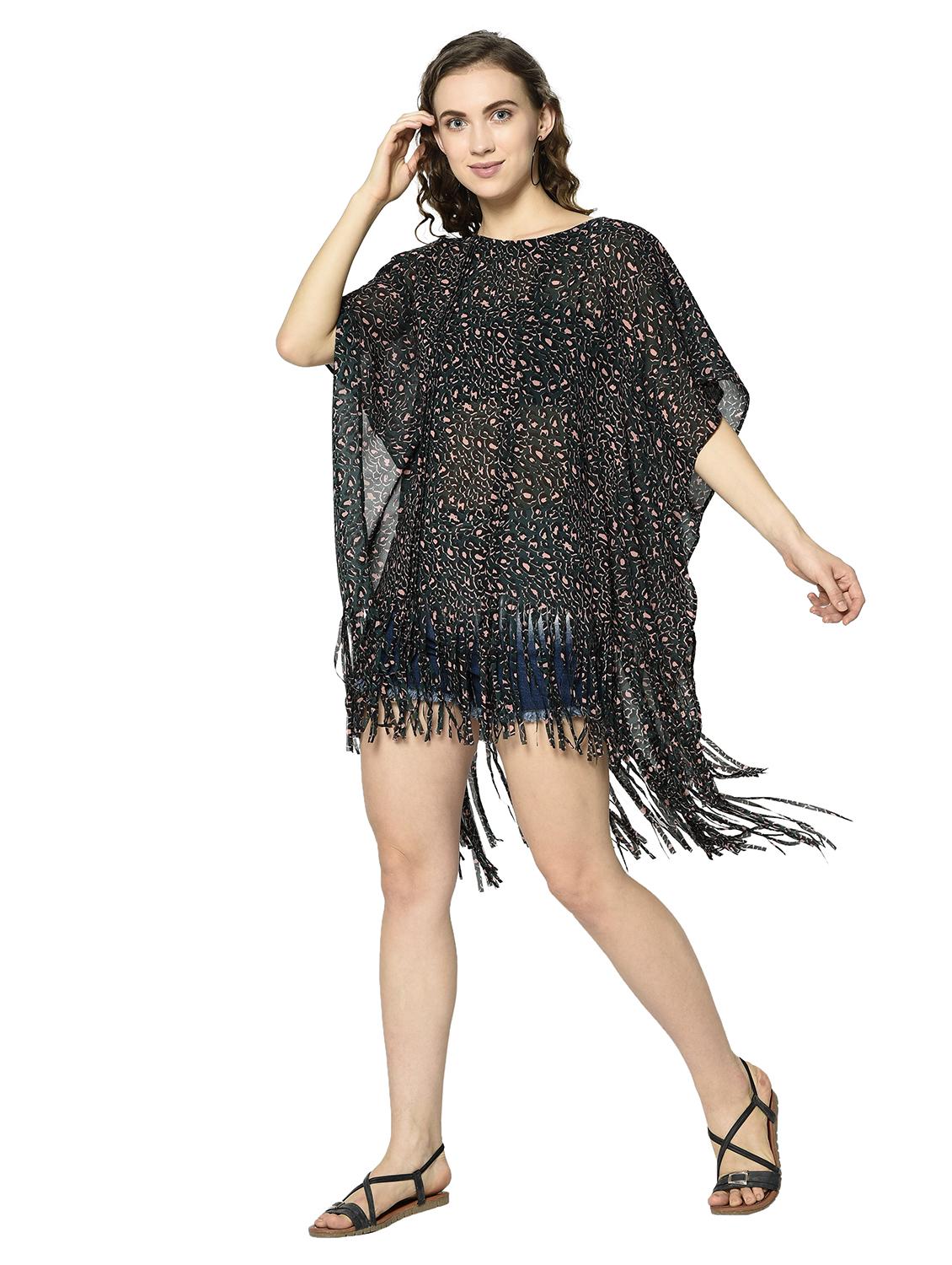 fringed hem printed top  - 18299809 -  Zoom Image - 0
