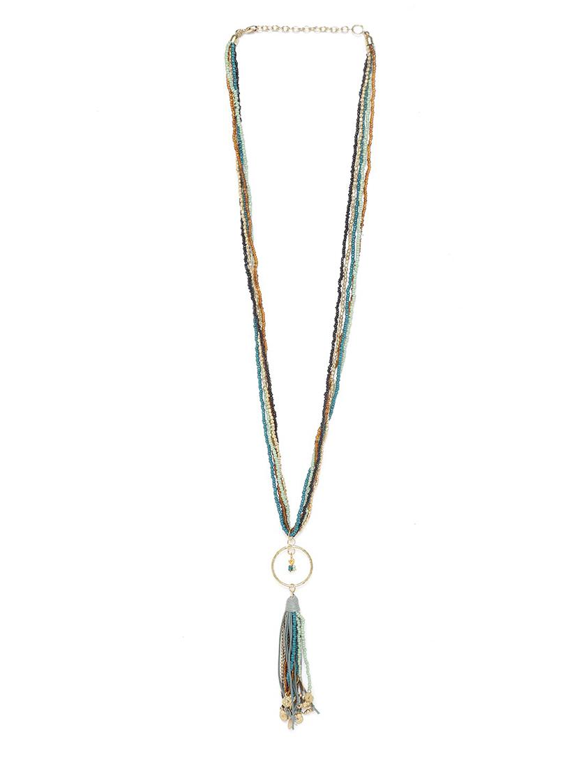 green metal long necklace - 18300588 -  Zoom Image - 0